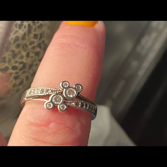 Walt Disney World Mickey heads with cubic zirconia Stones  .925 sterling sz 8 - Picture 6 of 6